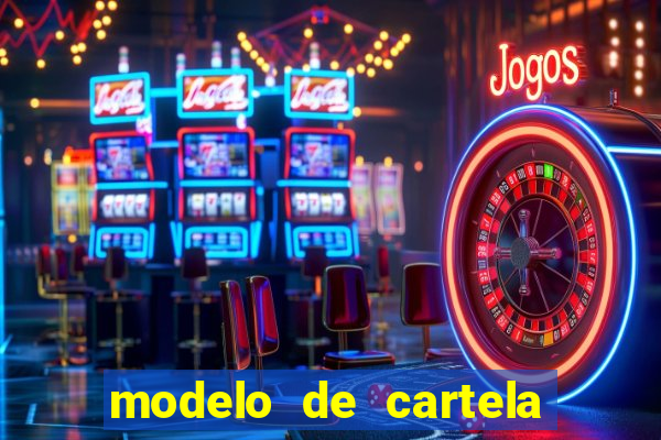 modelo de cartela de bingo em branco